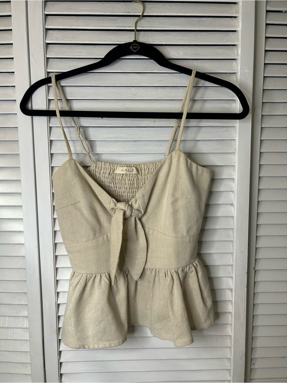 ILLA ILLA Cream Tie-Front Peplum Cami Top Size S